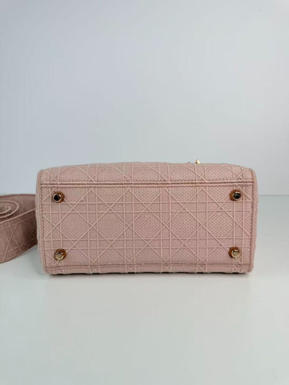 Dior Medium Lady D-Lite Pink Cannage Embroidered Top Handle Shoulder Bag - Picture 5 of 13